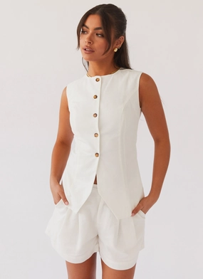 Born For Bordeaux Linen Vest - White Breathable Material BreathableBackVents