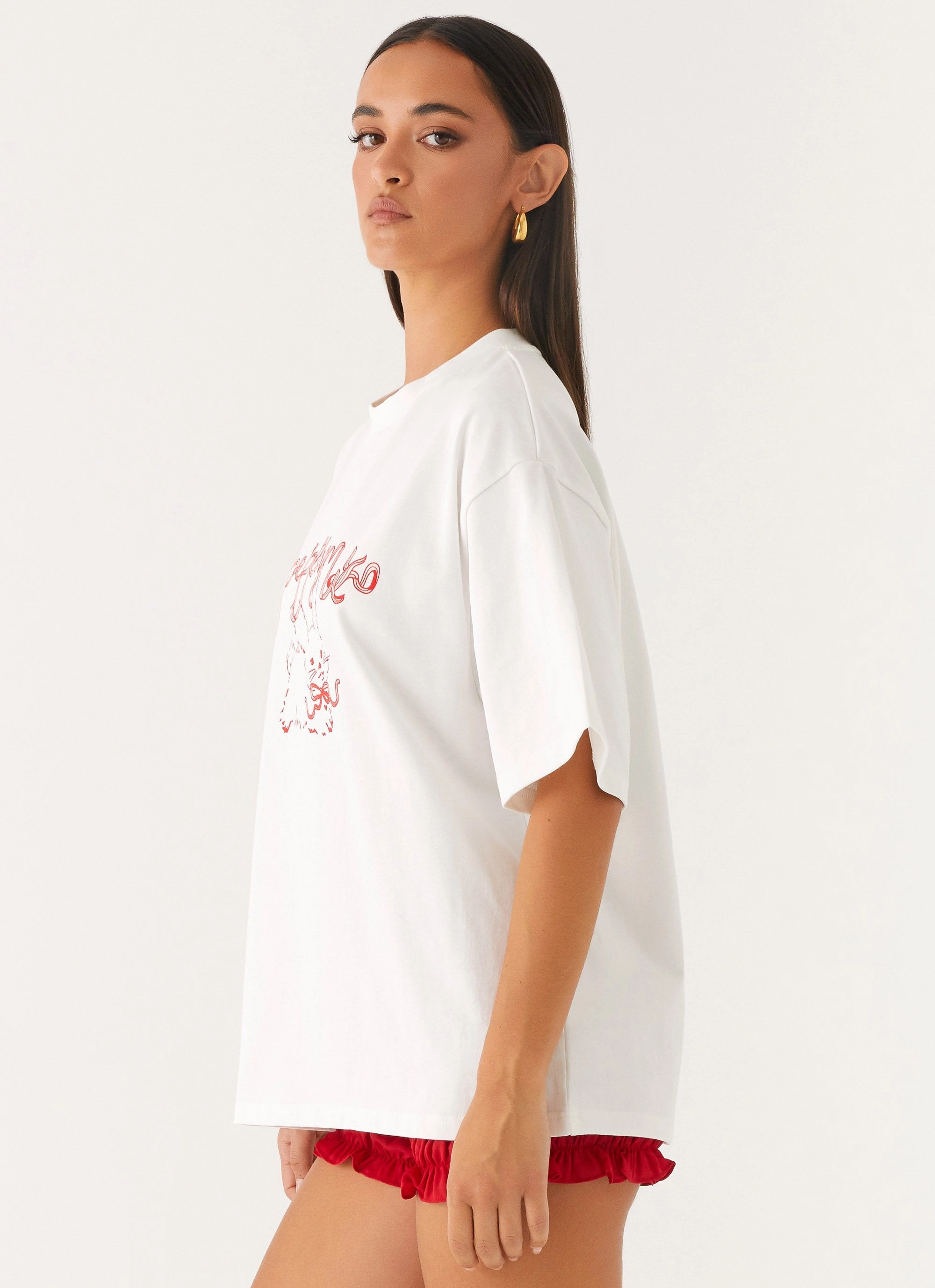 Brushed Interior Hypoallergenic Textile Born To Have Fun Oversized Graphic Tee - Pink Bunny