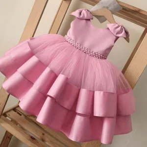 Bows and Gems Baby Flower Girl Dress or 1st Birthday Party Dress