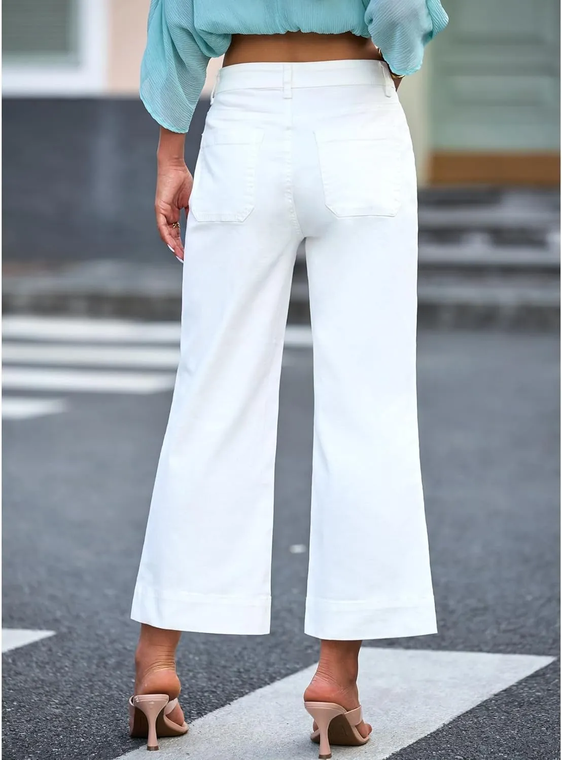 Boyfriend Jeans for Women Trendy High Waisted Cropped Denim Jeans Casual Straight Leg Capri Pants with Front Pockets