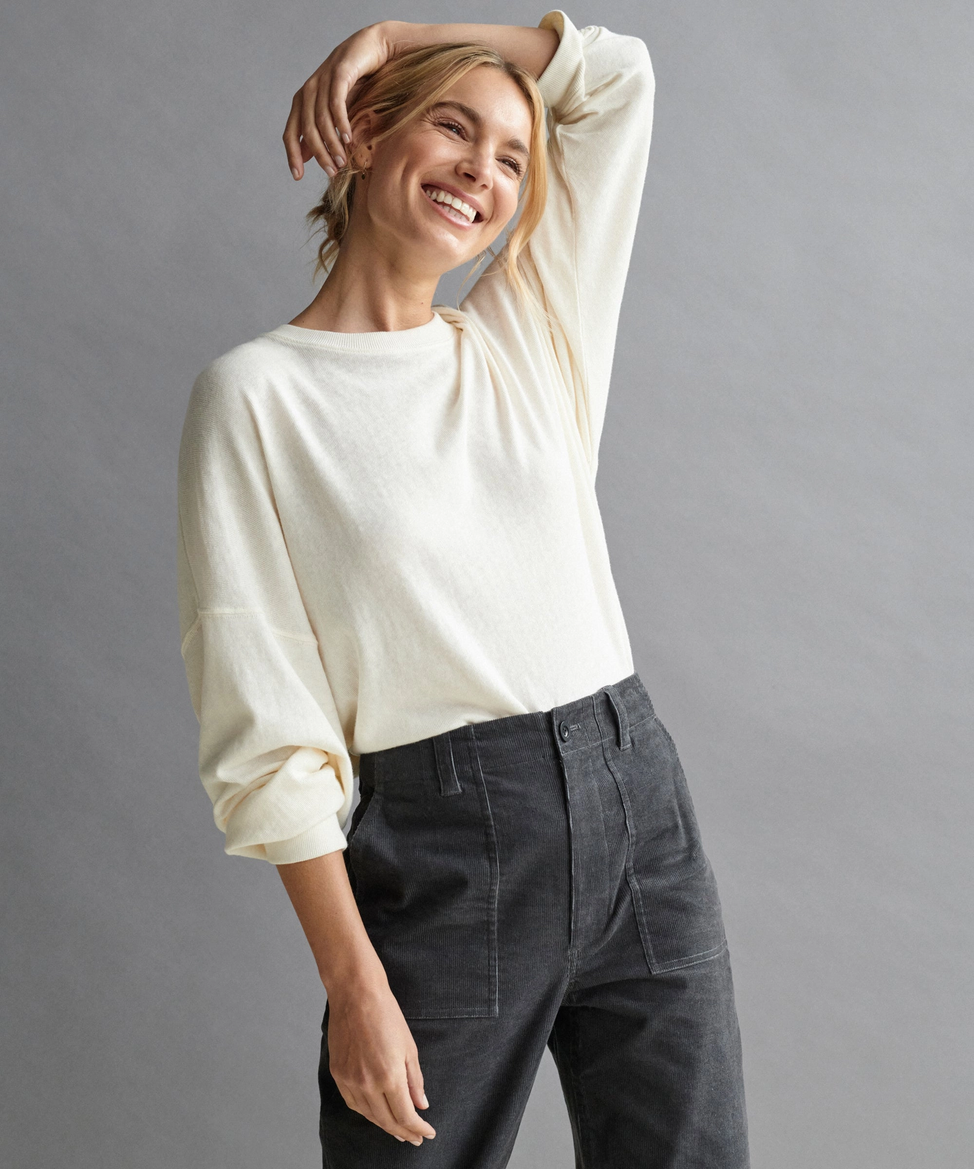 Non Irritating Seam Finish Boyfriend Long-Sleeve Tee