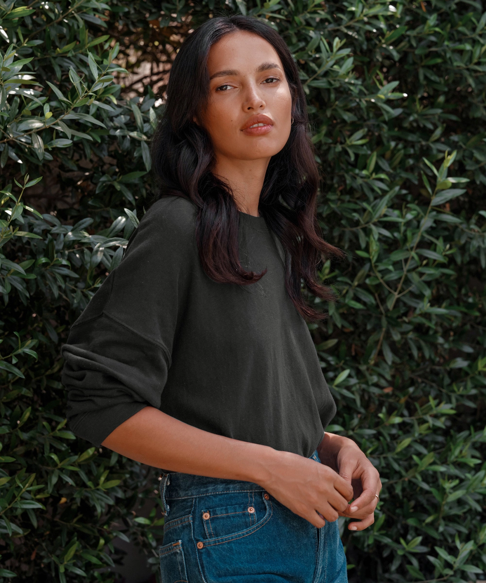 Boyfriend Long-Sleeve Tee FlatlockSeamTechnique BreathableMeshInsert
