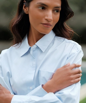 Boyfriend Shirt ErgonomicSleeves Grid Texture Fabric