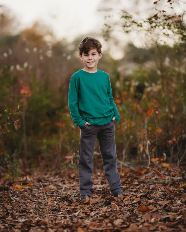 Boys Lightweight Soft Cotton  Fleece Straight Leg Pocket Pant | Dark Khaki