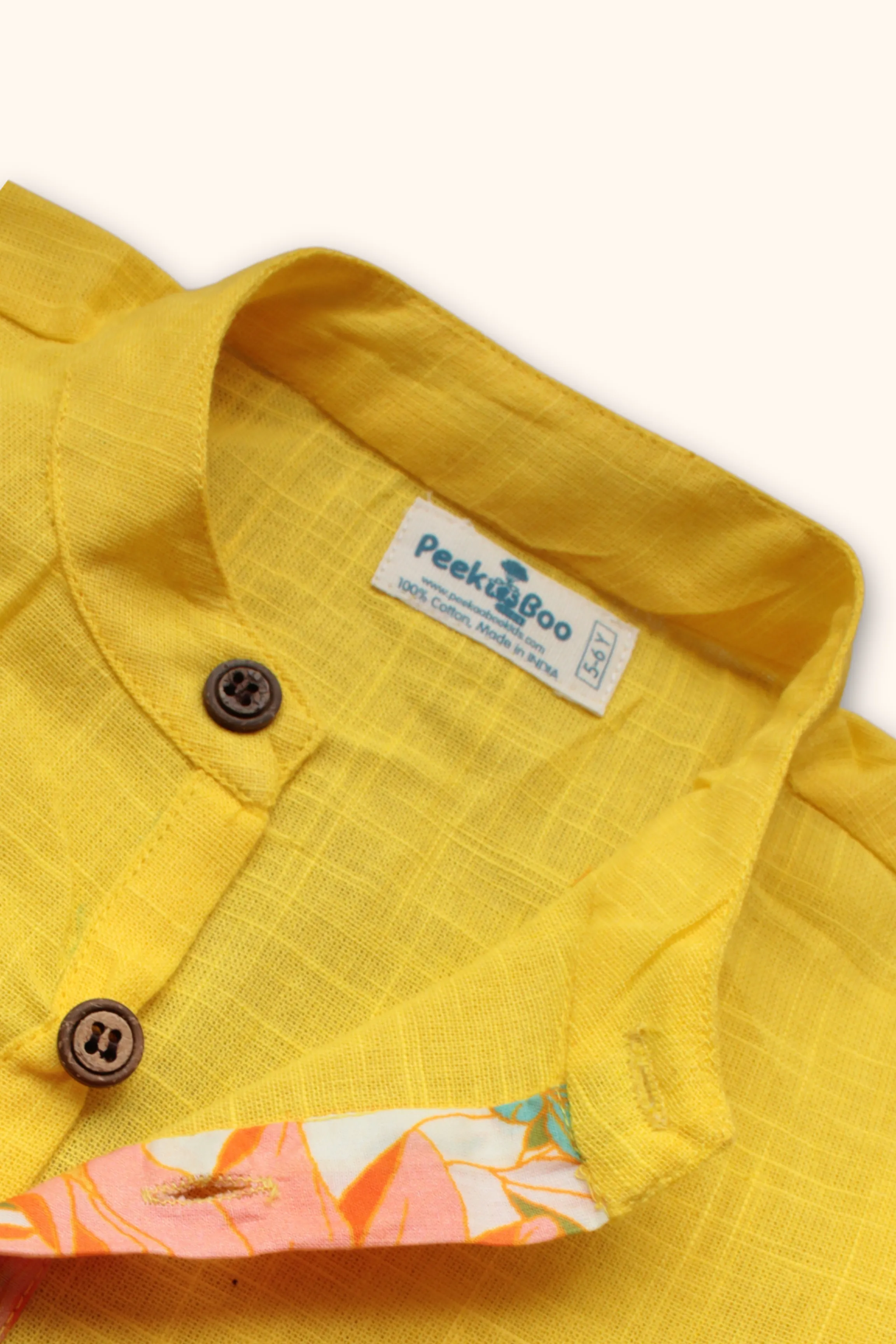 Boys Pathan Kurta Pant & Jacket 3 piece ethnic clothing set - Yellow