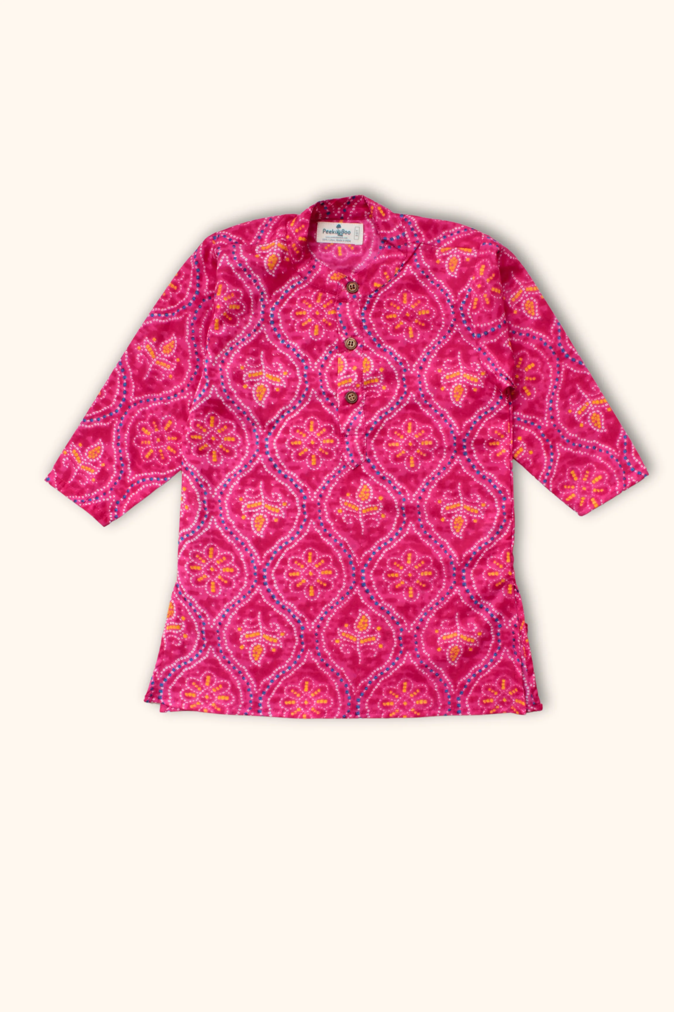 Boys Saavan Pure Cotton Ethnic Clothing set - Pink Bandhej