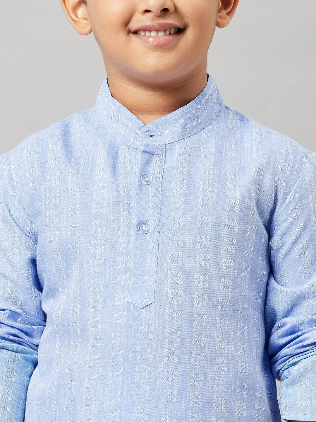 Boy's Solid Kurta set with Jacket Blue - StyloBug KIDS