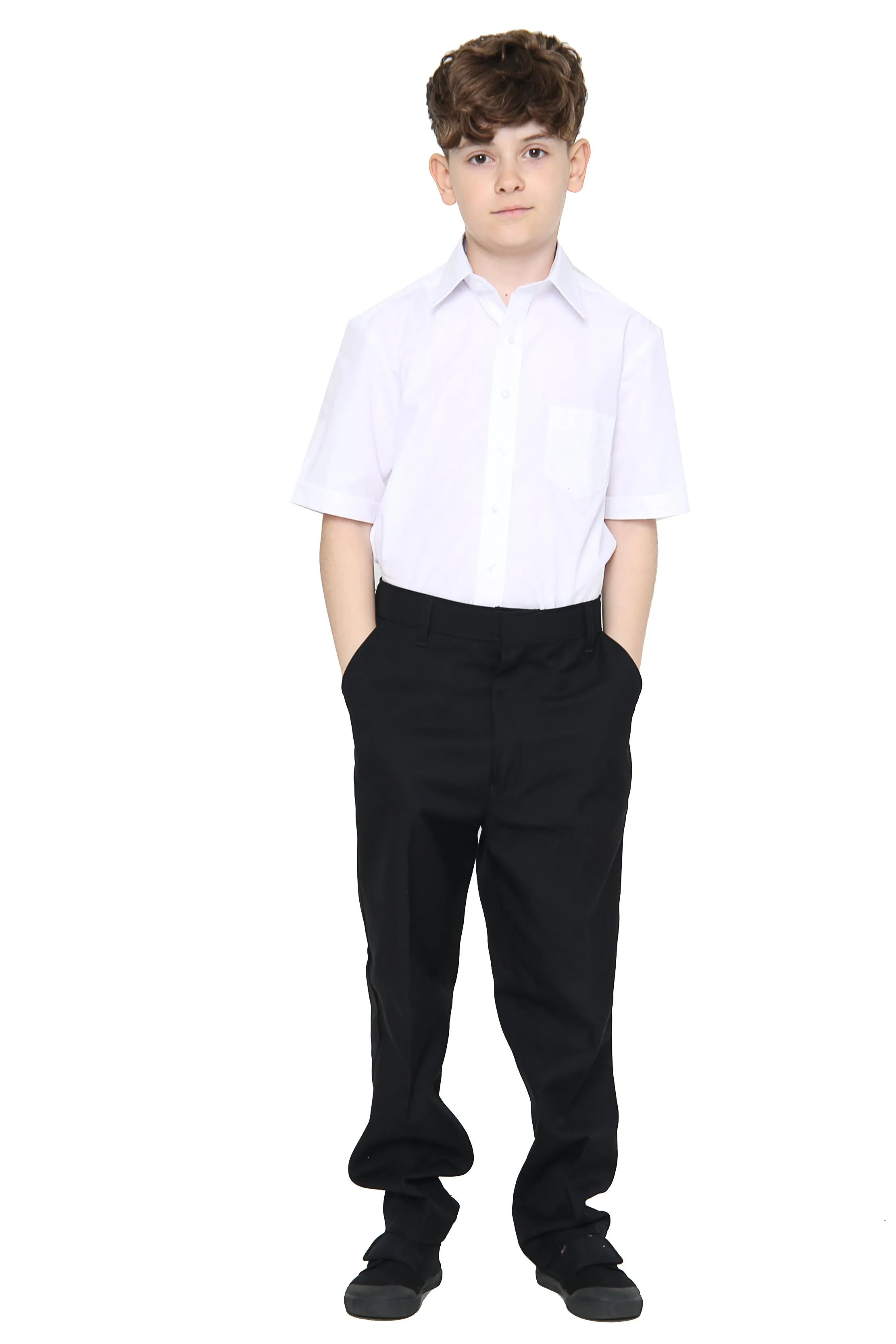 Boys White Short Sleeve Regular Fit Shirt School Uniform Polycotton Shirt Sizes 3 to 18