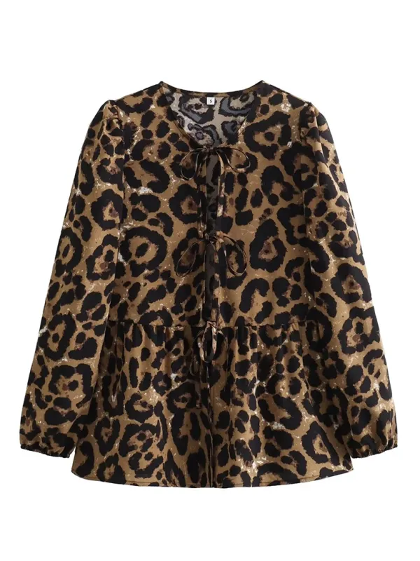 Braelyn Women's Street Fashion Bow Long Sleeve Shirt