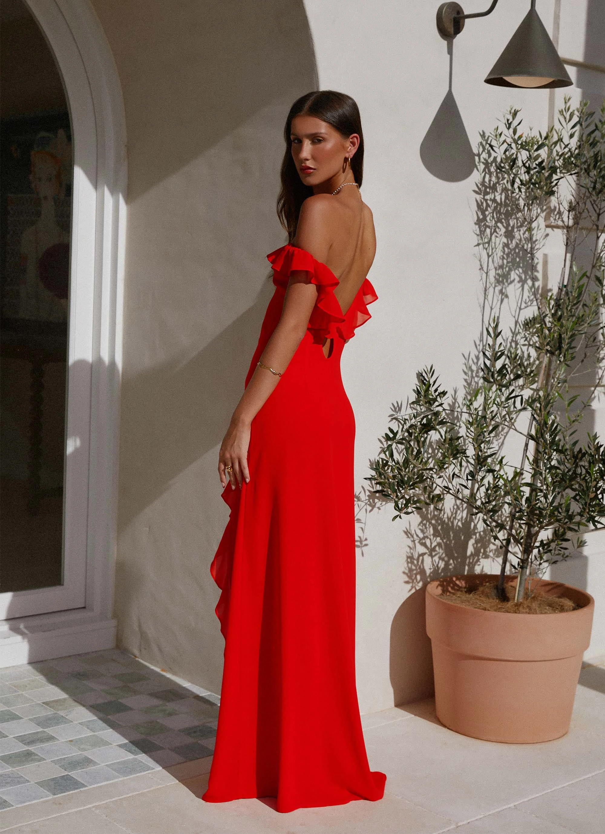 Braxton Maxi Dress - Red Slimming Shape