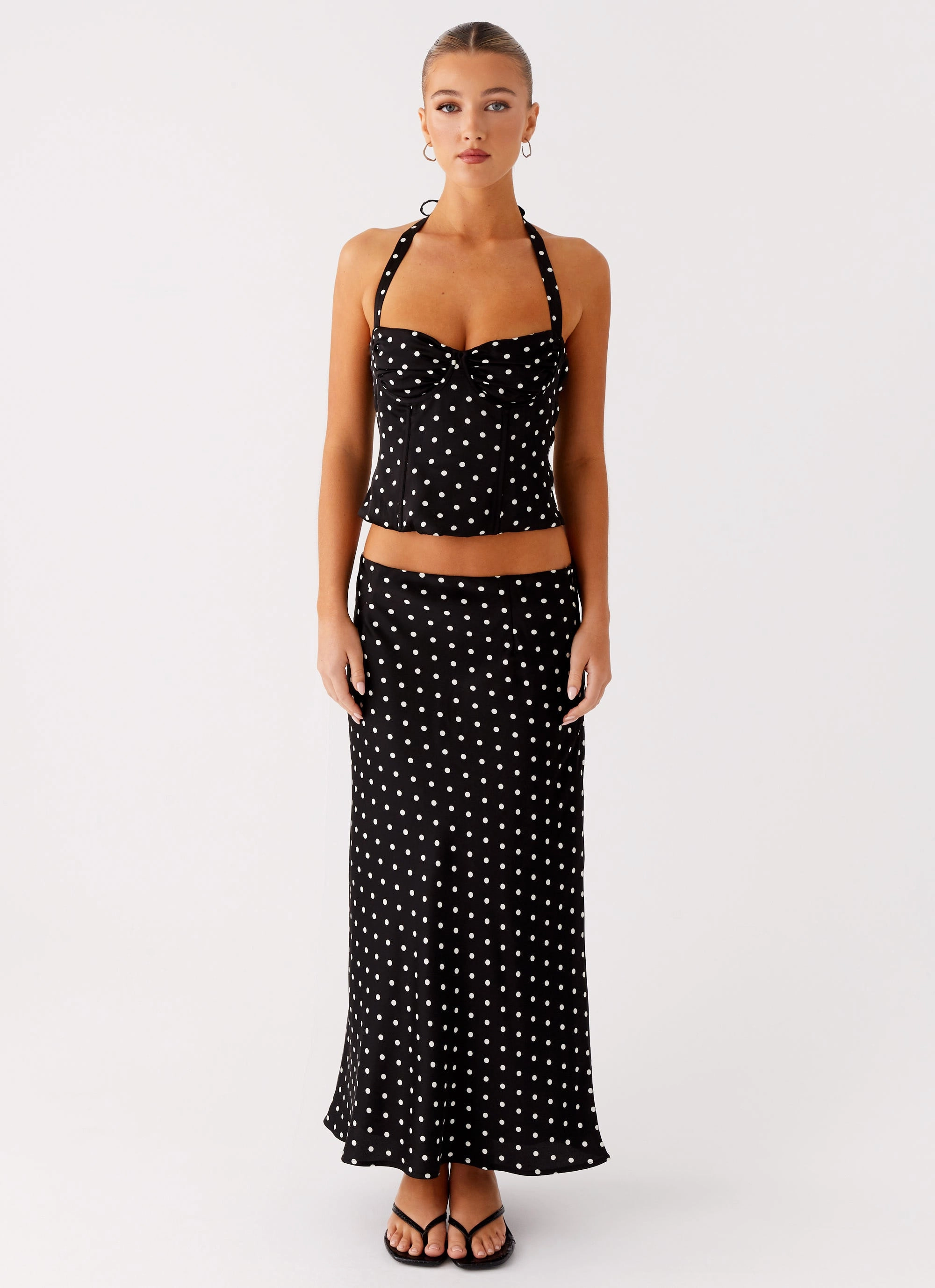 Fit For Movement Breanne Midi Skirt - Black Polka Dot