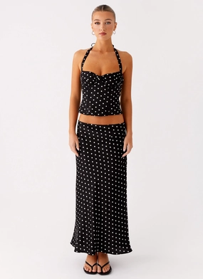 Fit For Movement Breanne Midi Skirt - Black Polka Dot