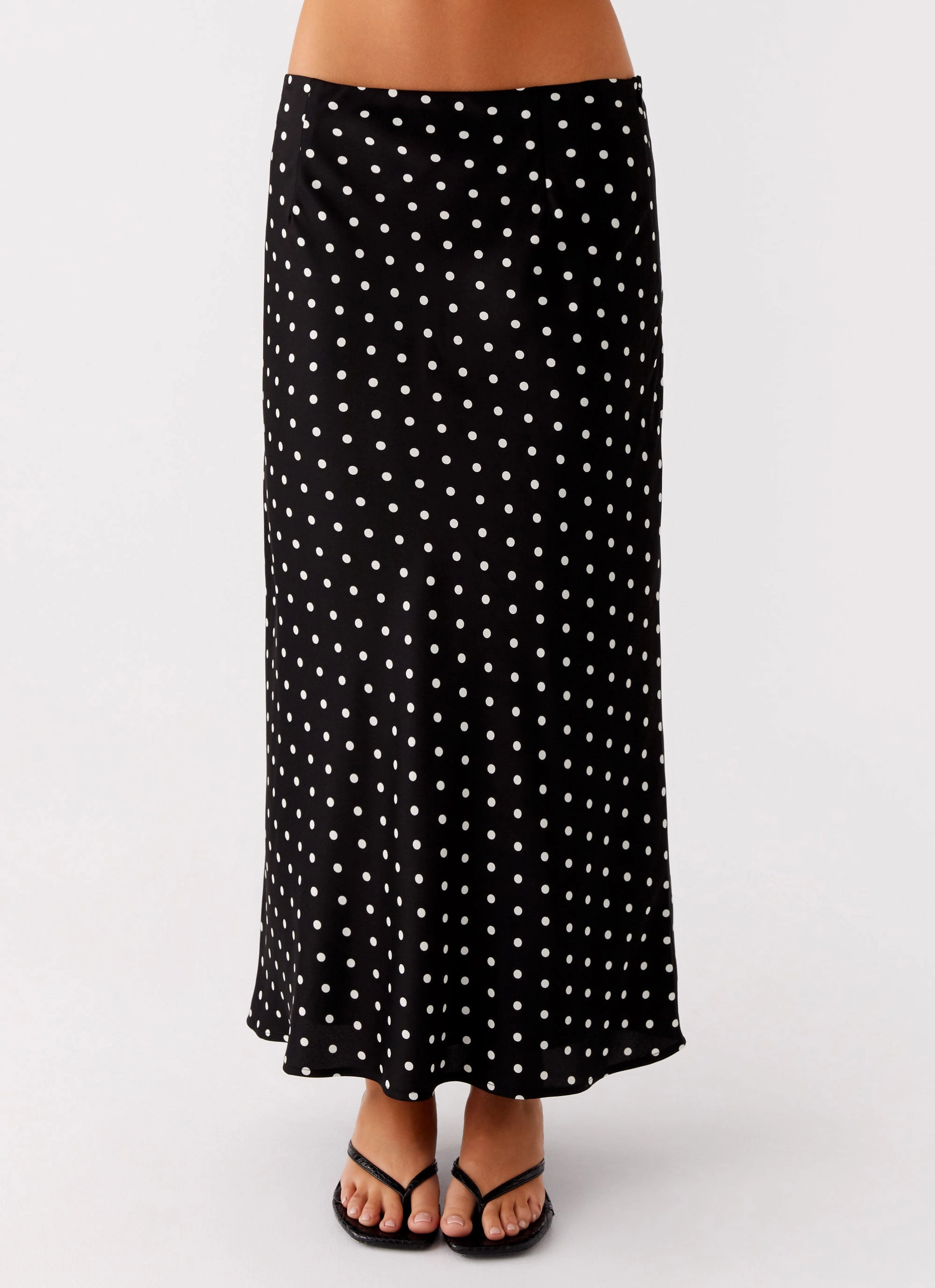 Casual Comfort Layers Breanne Midi Skirt - Black Polka Dot