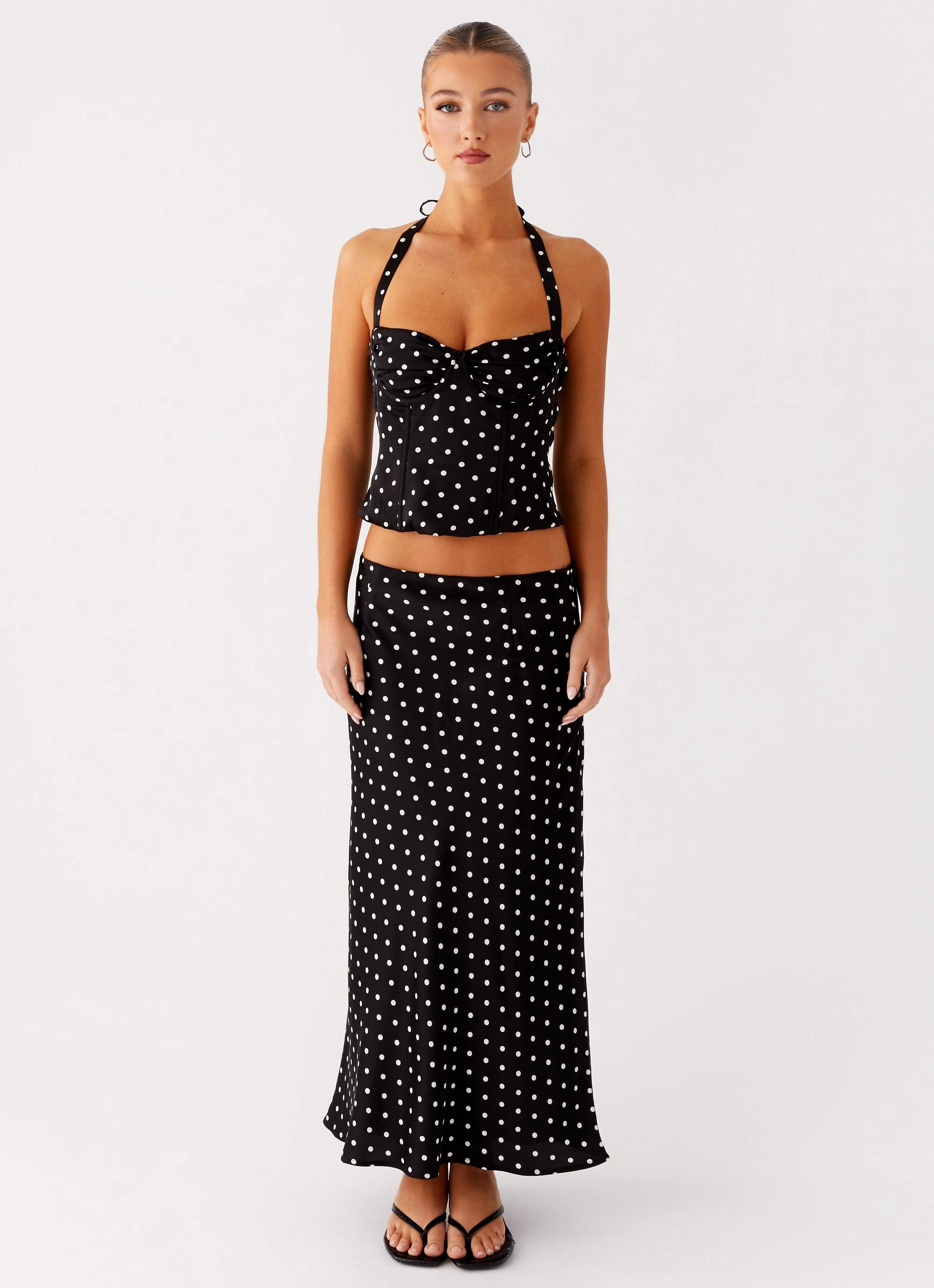 High Density Weave Quick Dry Fabric Breanne Top - Black Polka Dot