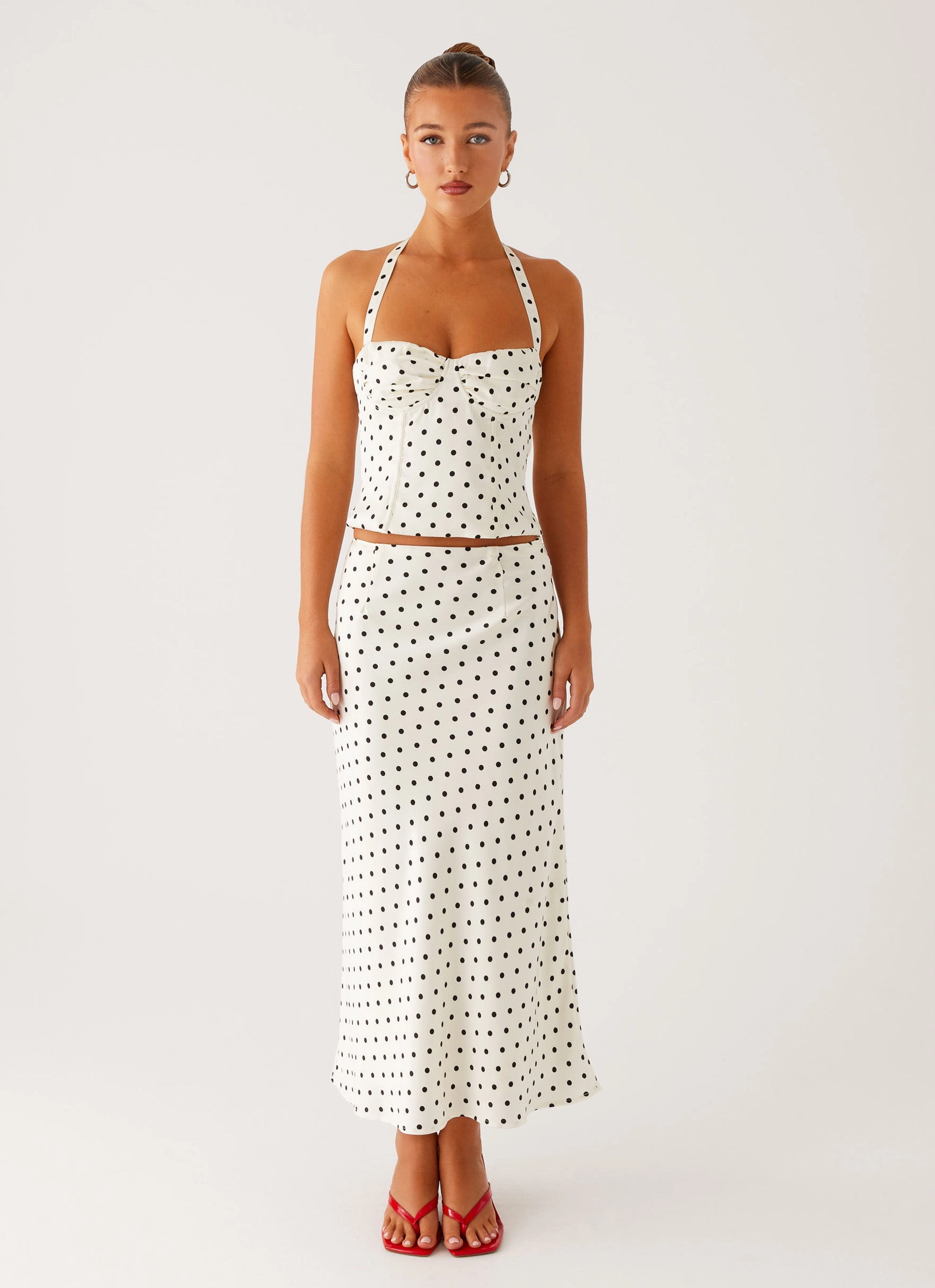 Breanne Top - White Polka Dot Reflective Trim