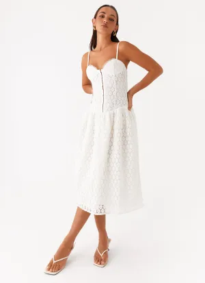 Blooming Corset Midi Dress - White All-Day Wear Effortless Pair