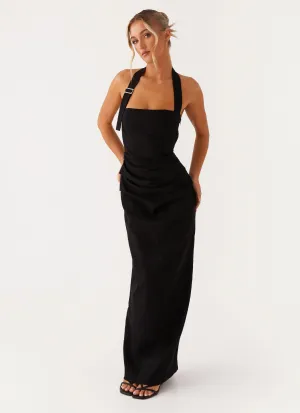 Olive Fresh Silk Air Rumour Has it Maxi Dress - Black