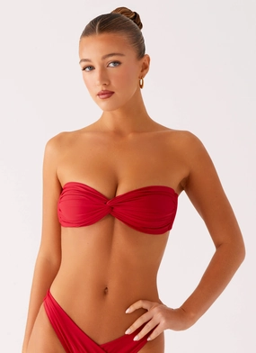 Rugged Design Everyday Comfort Delta Bandeau Bikini Top - Deep Red