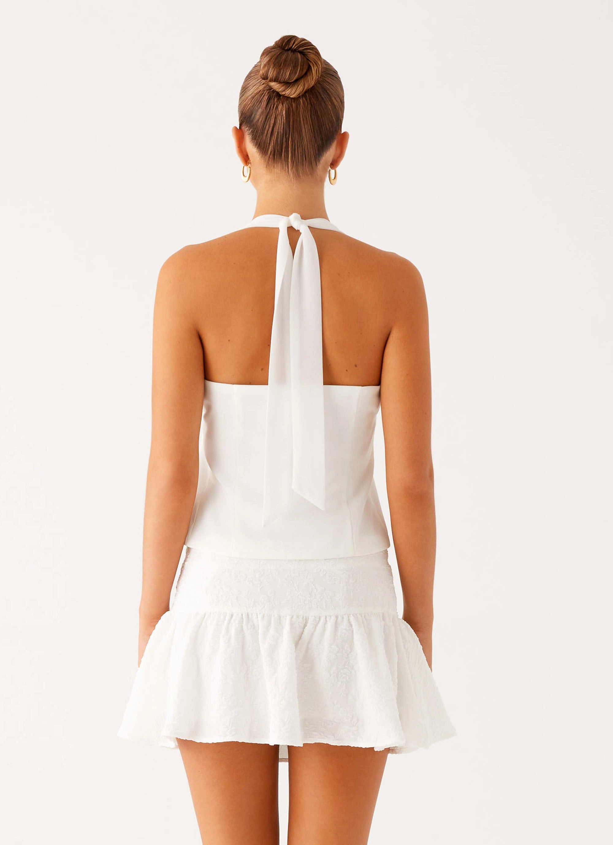 Lets Pretend Halterneck Top - White UV Protection ThermalRegulating Fabric