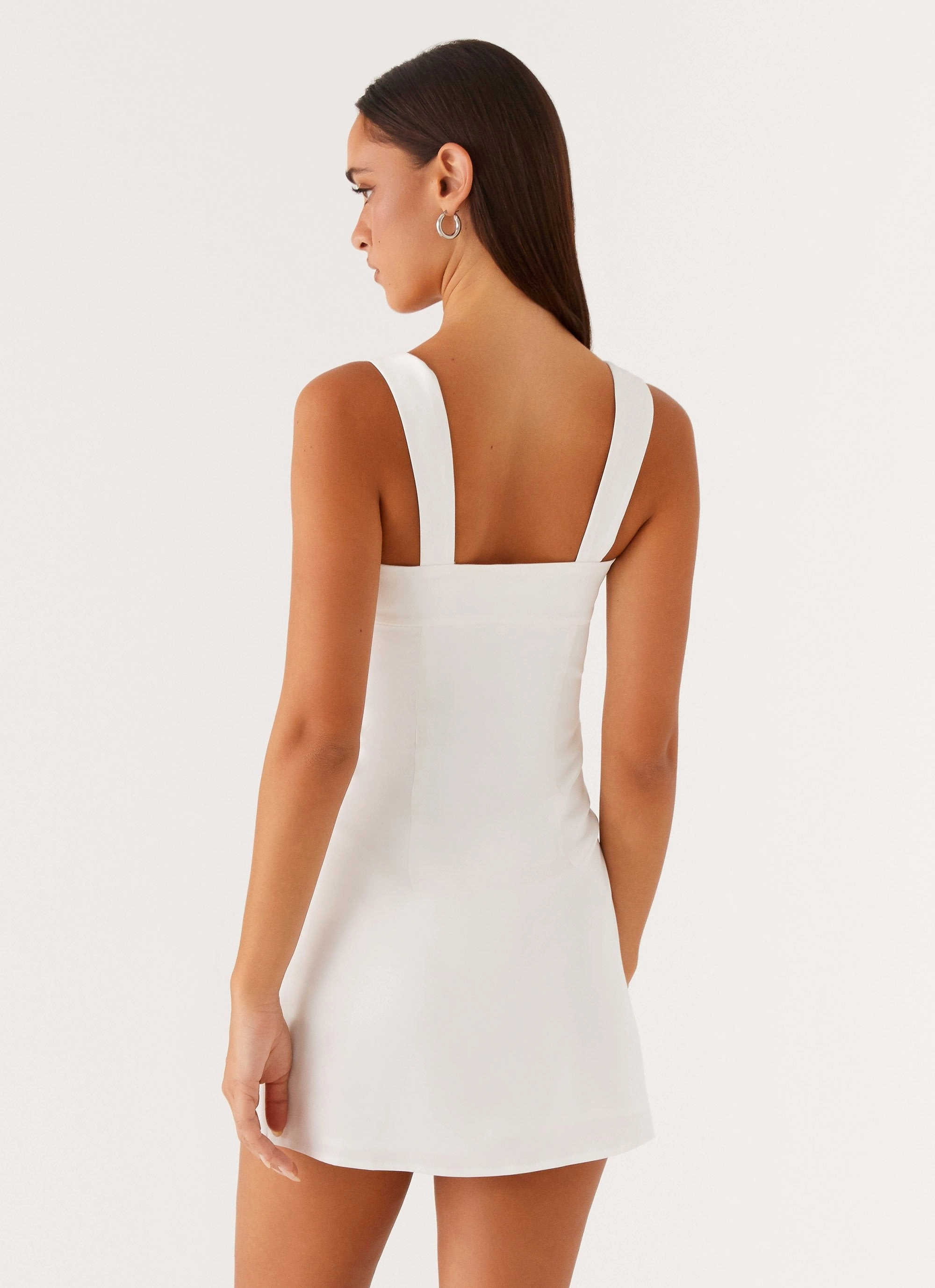Sleek Touch Odette Satin Mini Dress - White