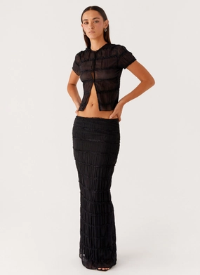 Seamless Waist Technology Daydreaming Low Rise Maxi Skirt - Black