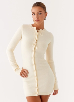 Love Blend Zaffia Knit Mini Dress - Ivory