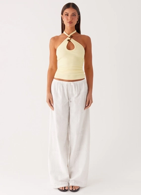 Bille Low Rise Pants - White Comfy Movement Clean Lines