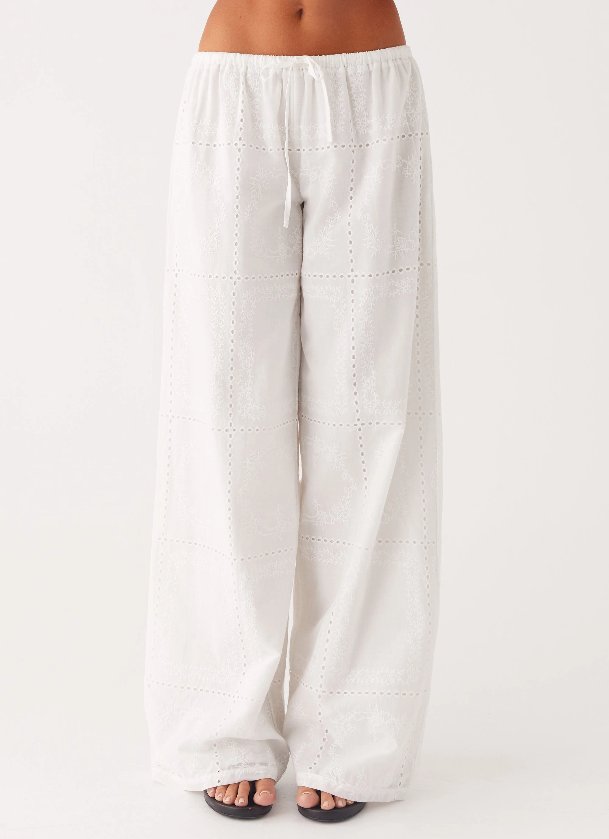 Bille Low Rise Pants - White Easy Access Comfy Waistband
