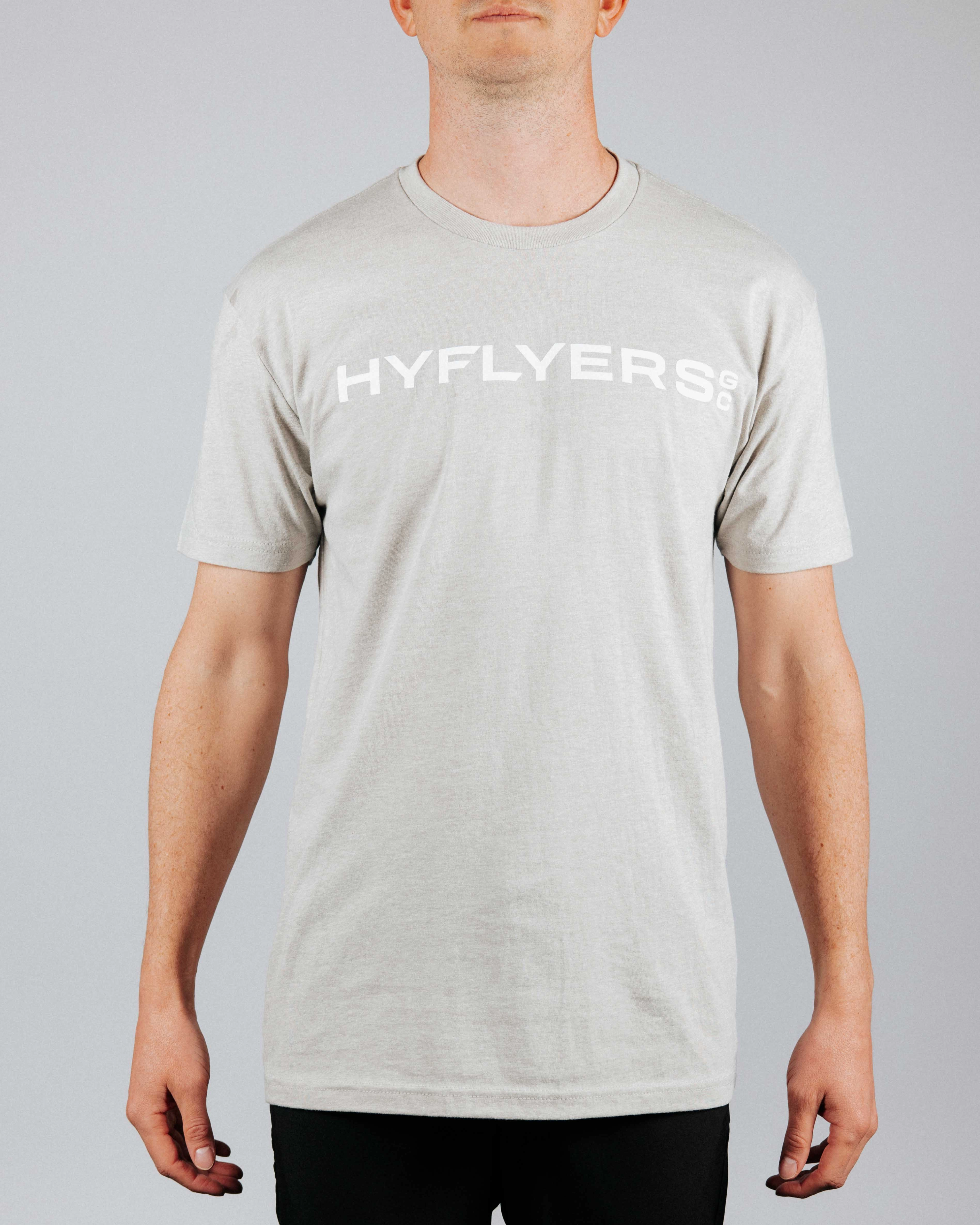 Hypoallergenic fabric Layered Ventilation Zones Stone HyFlyers Wordmark Tee