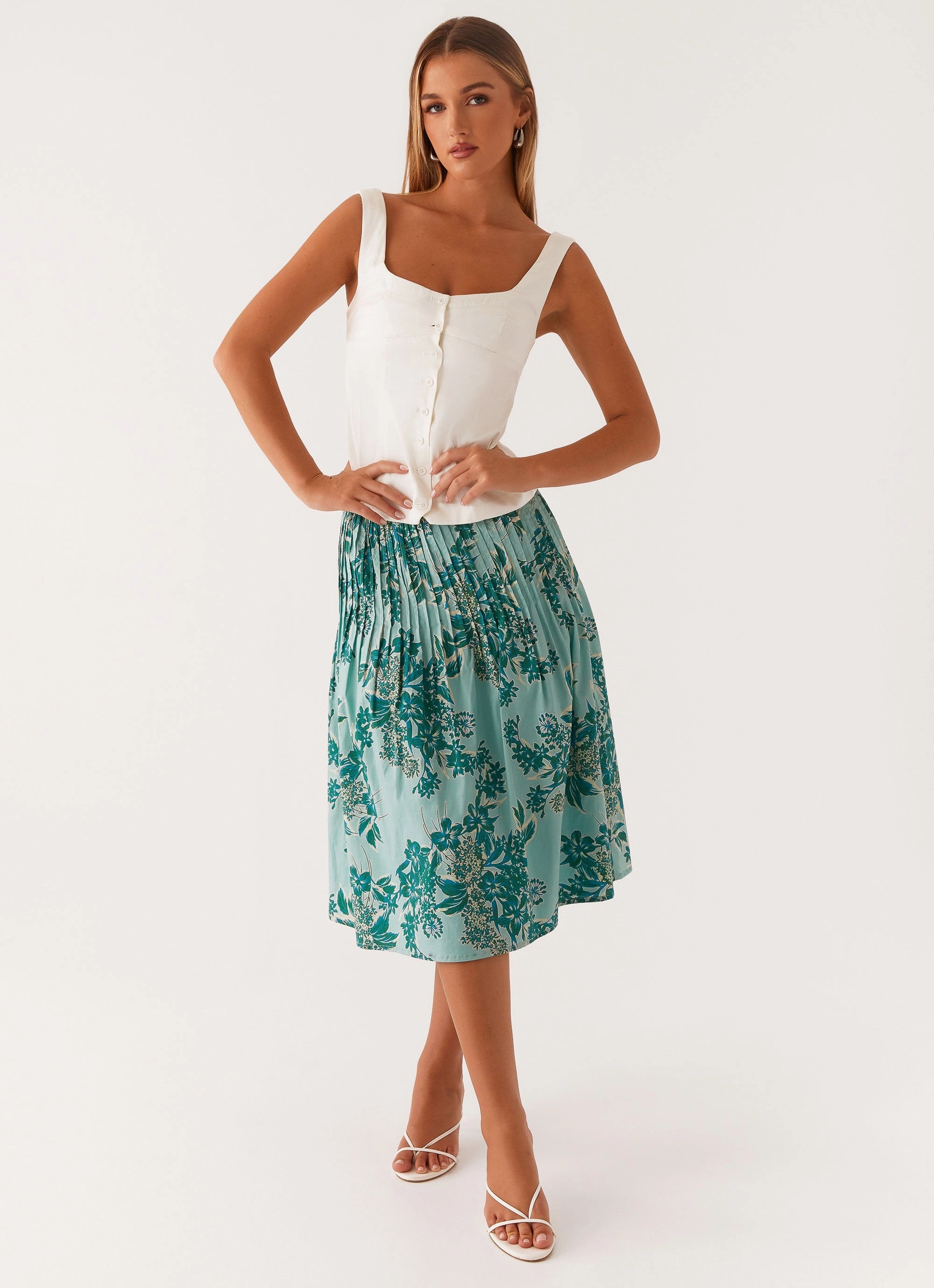 Dreamscape Midi Skirt - Cloud Nine Floral Freedom Motion NoBuckleDesign