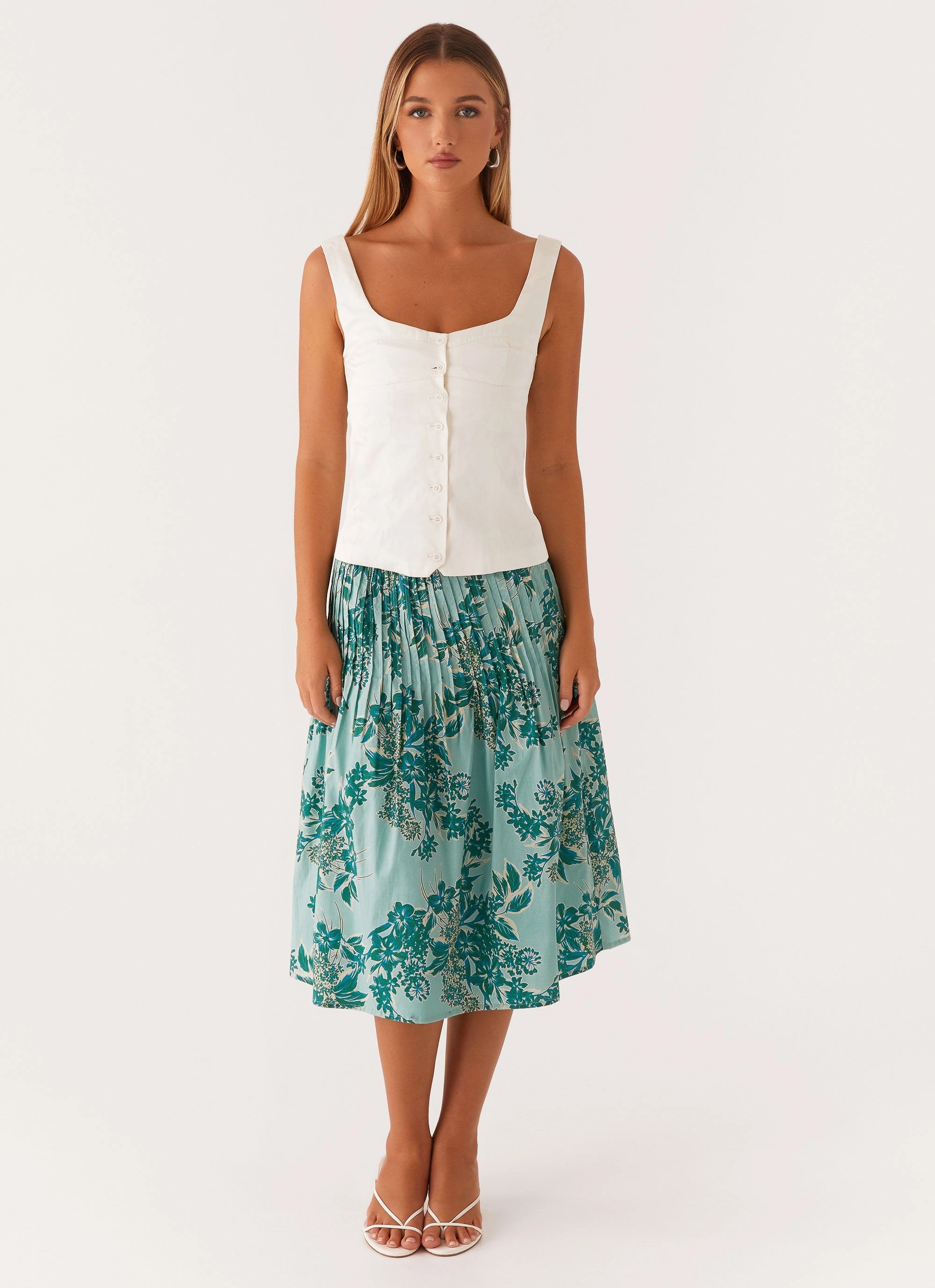 Dreamscape Midi Skirt - Cloud Nine Floral Water Repellent