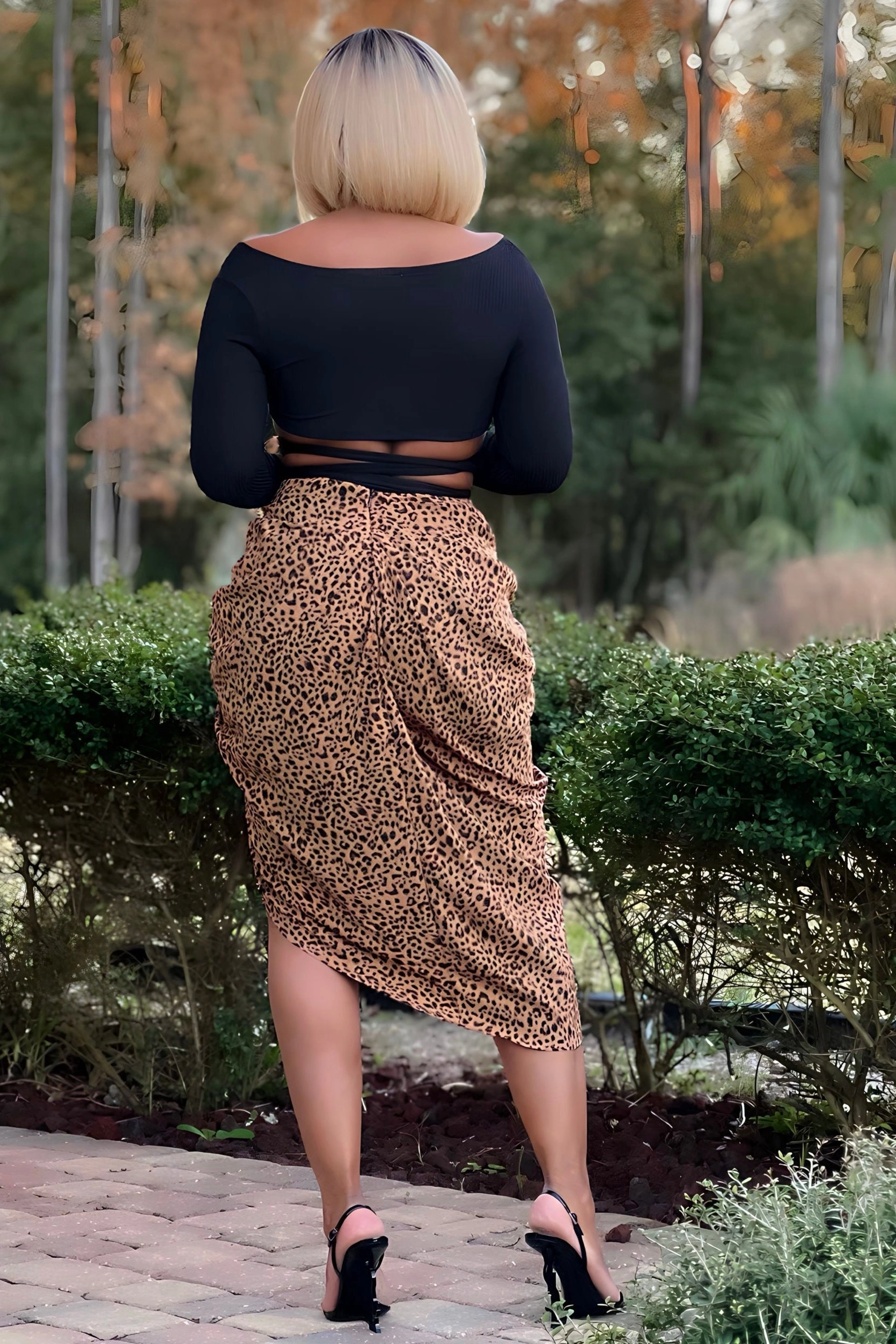 Shardae Pretty Basic Long Sleeve Wrap Top -Black HighStretchElastic