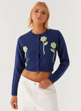 Flexible Joint Articulation Compressed Packing Design Everest Knit Cardigan - Navy