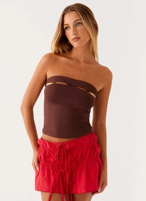 Compact TravelFriendly Design Bonded Seam Technology Fia Tube Top - Chocolate
