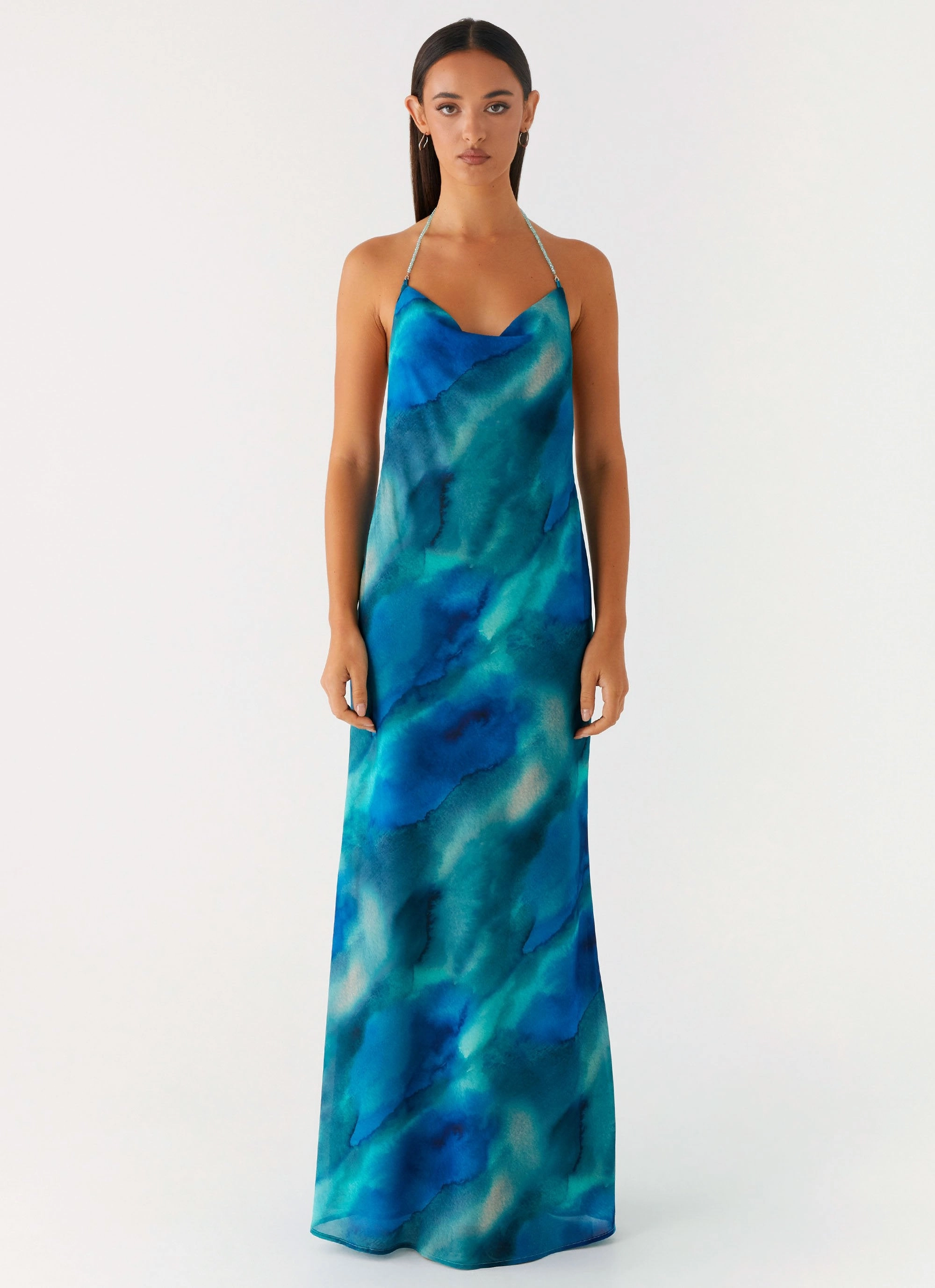 Journey Maxi Dress - Blue Tie Dye Simplistic Mood Matte-finish