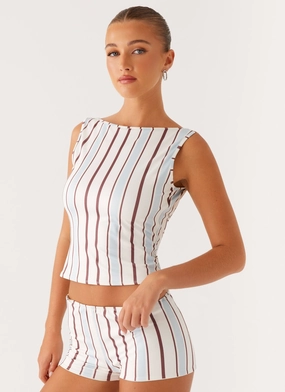Sun's Out Tank Top - Blue Stripe Lightweight Jacket