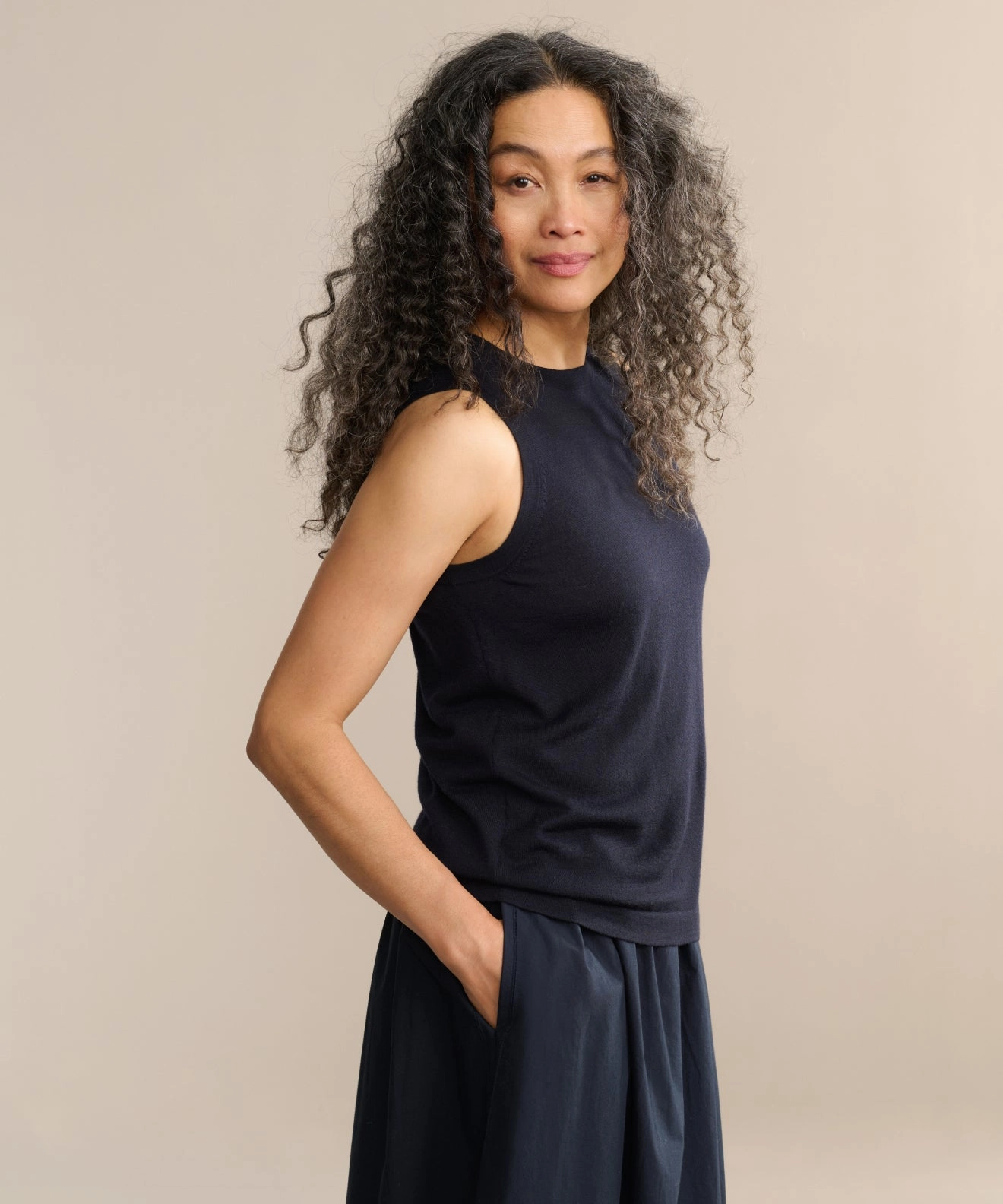 Unstructured Fit ElasticTrimming Merino Tank