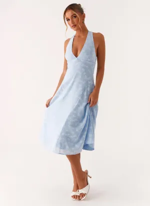Sashi Halterneck Midi Dress - Pale Blue Long Lines
