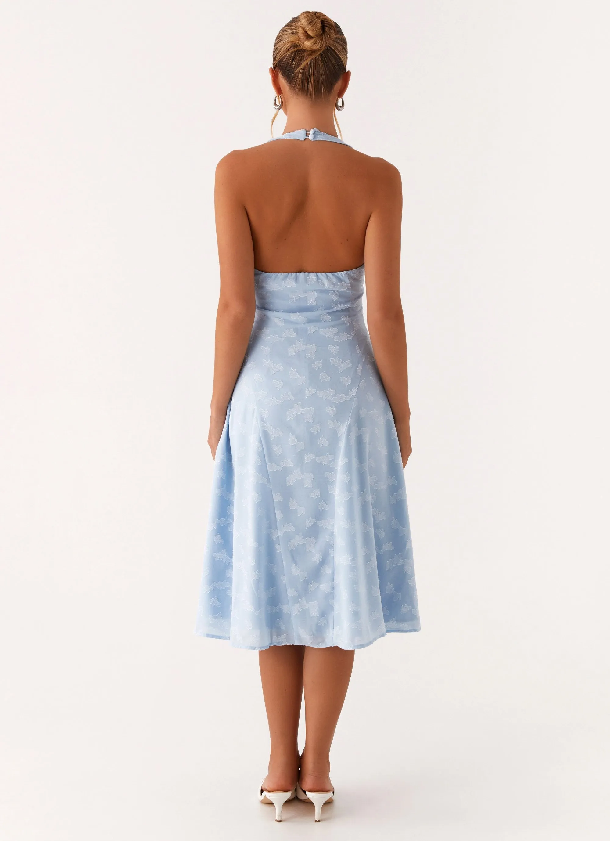 Sashi Halterneck Midi Dress - Pale Blue Love Soft Classic structured dress