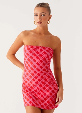 windproof Oversized-Fit Hamilton Mini Dress - Pink Check