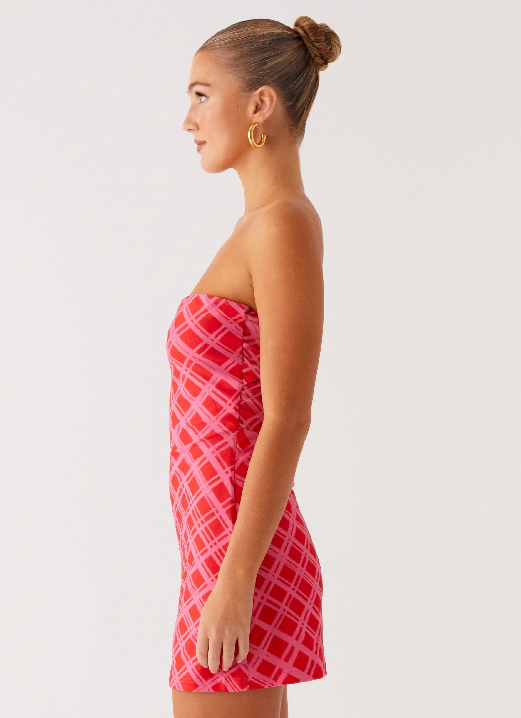 Hamilton Mini Dress - Pink Check Printed-Fabric
