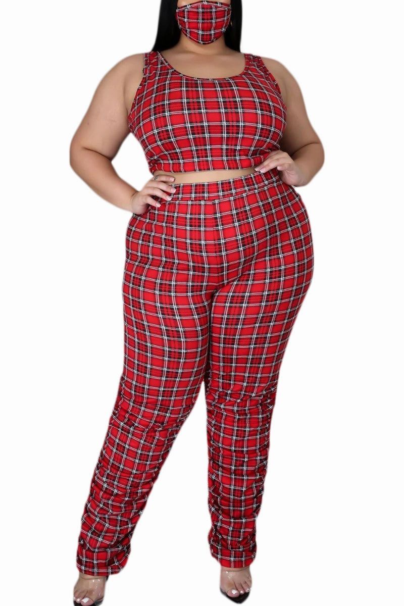 Fashion Comfort Wear Final Sale Plus Size Crop Top with Ruched Pants Set