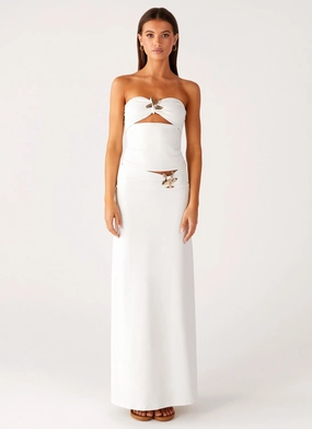 Modern Layer Chilly Day Layers Shoreline Glow Maxi Skirt - Off White