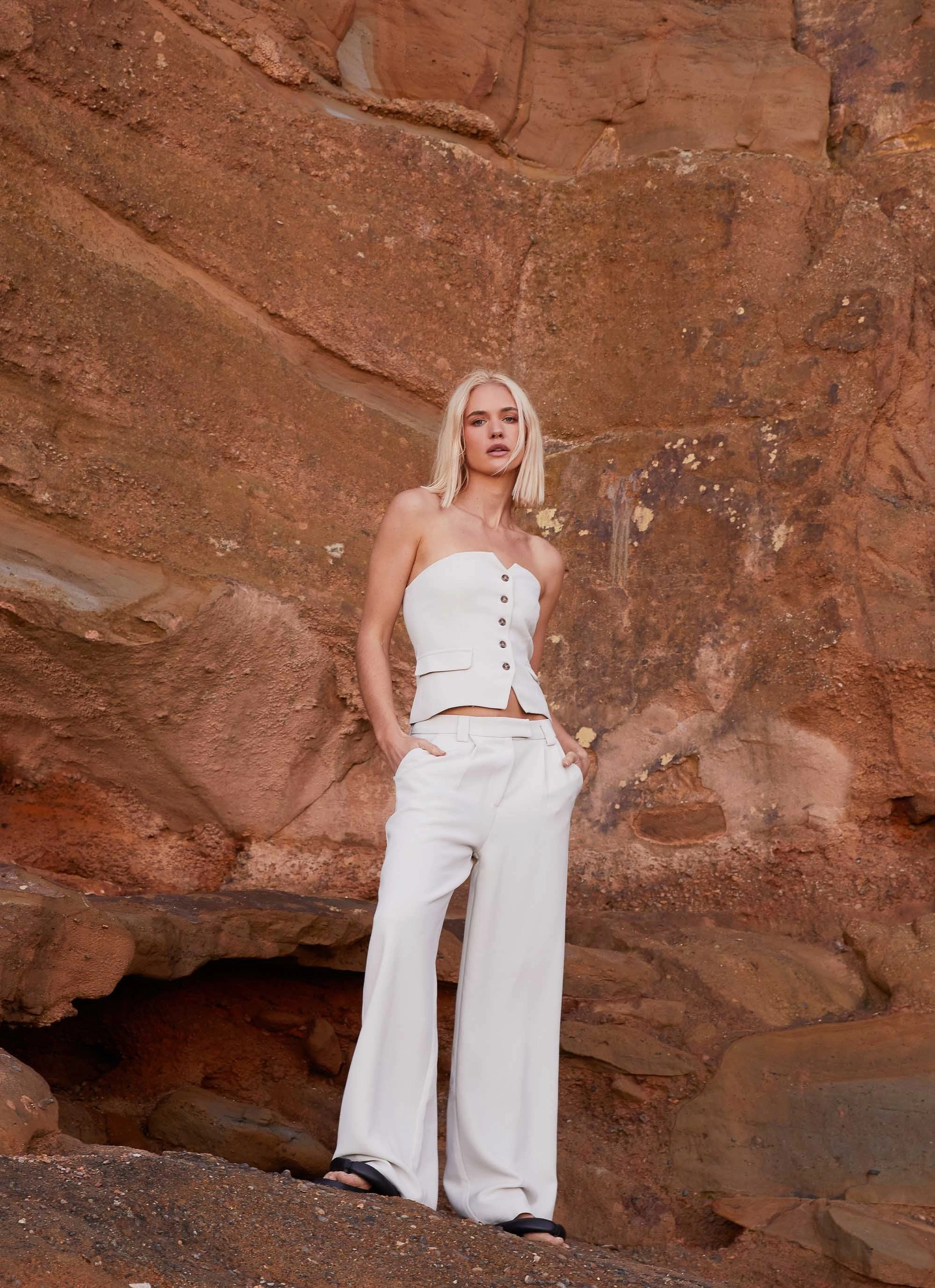 Brianna Strapless Top - Pebble Antibacterial Fabric