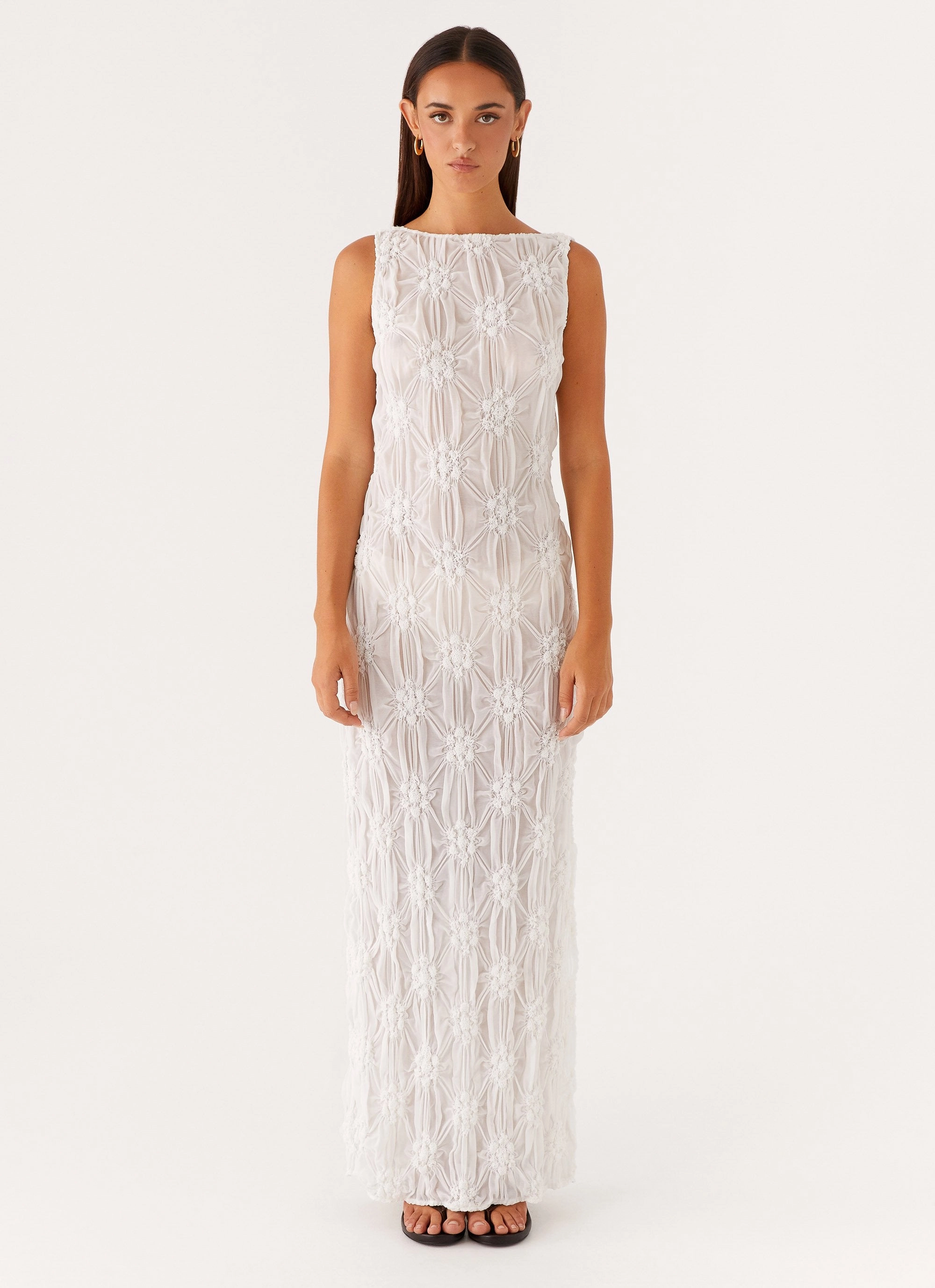 Briar Backless Maxi Dress - Ivory Villa Light Sculpted Form