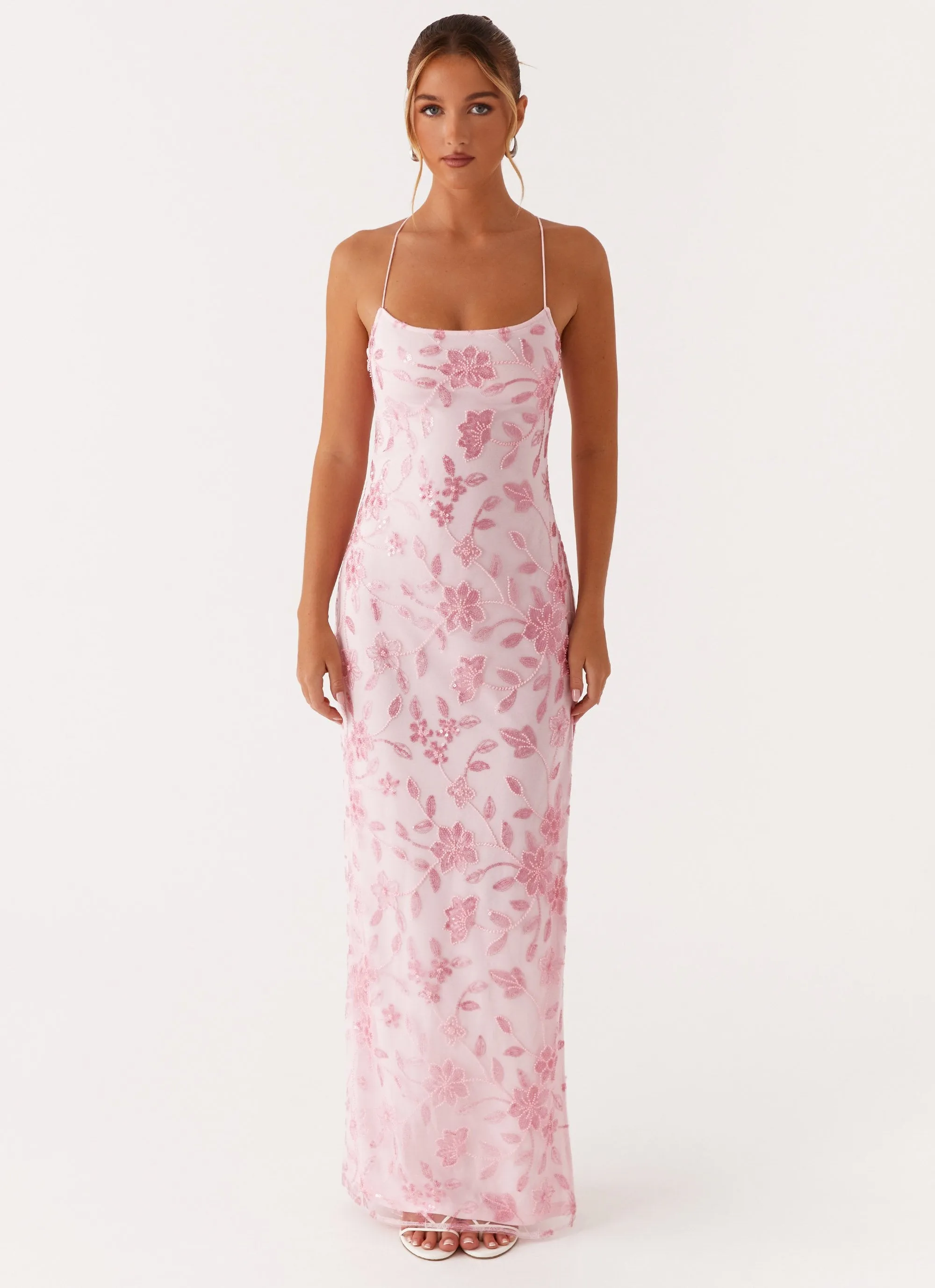 Bright Lights Beaded Maxi Dress - Pink Climate-Adaptive