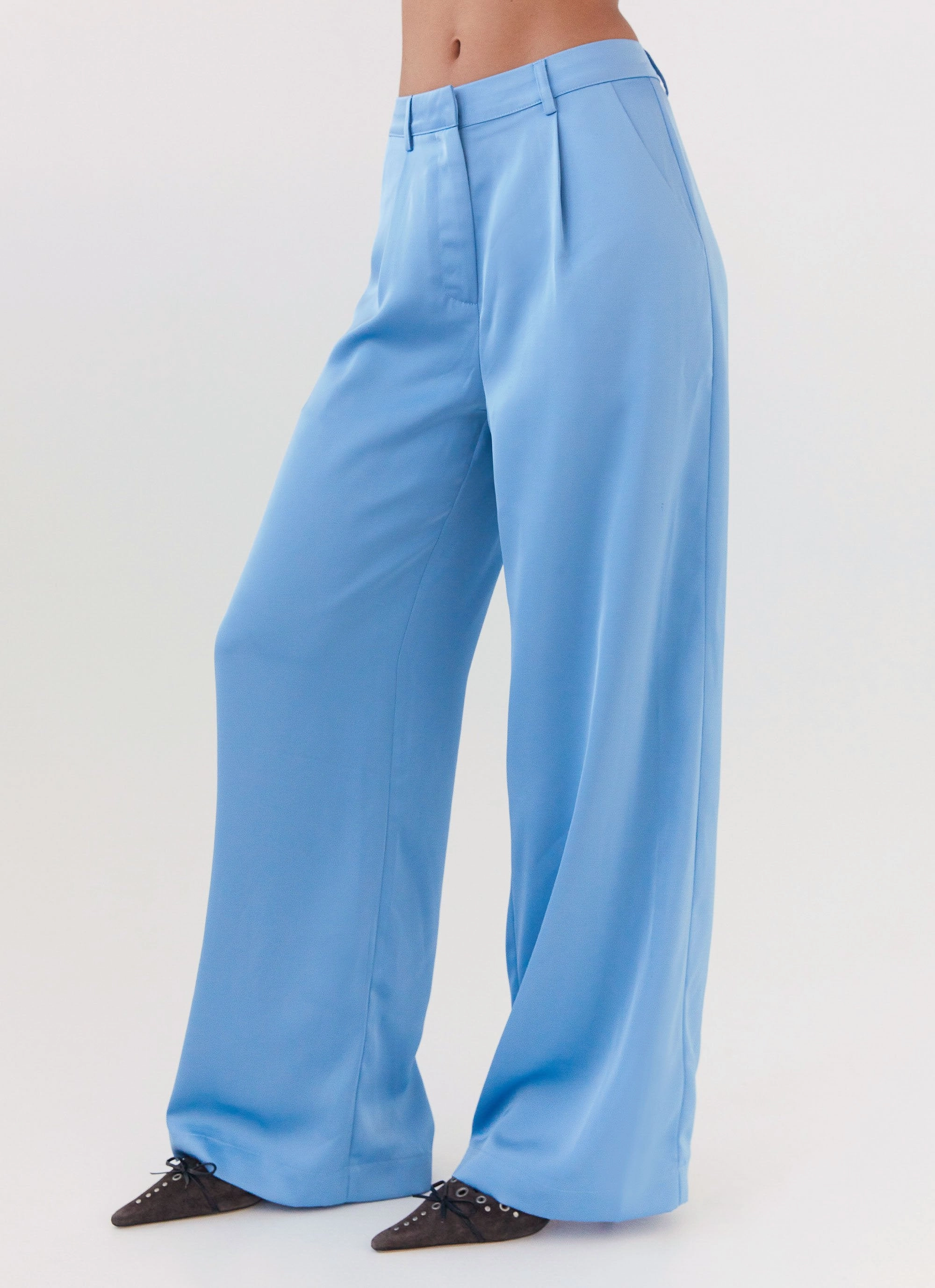 Brinkley Satin Pants - Blue Urban Flex Adjustable Drawcord
