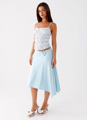 Ultra Soft Inner Layer Comfy Look Brisa Midi Skirt - Turquoise