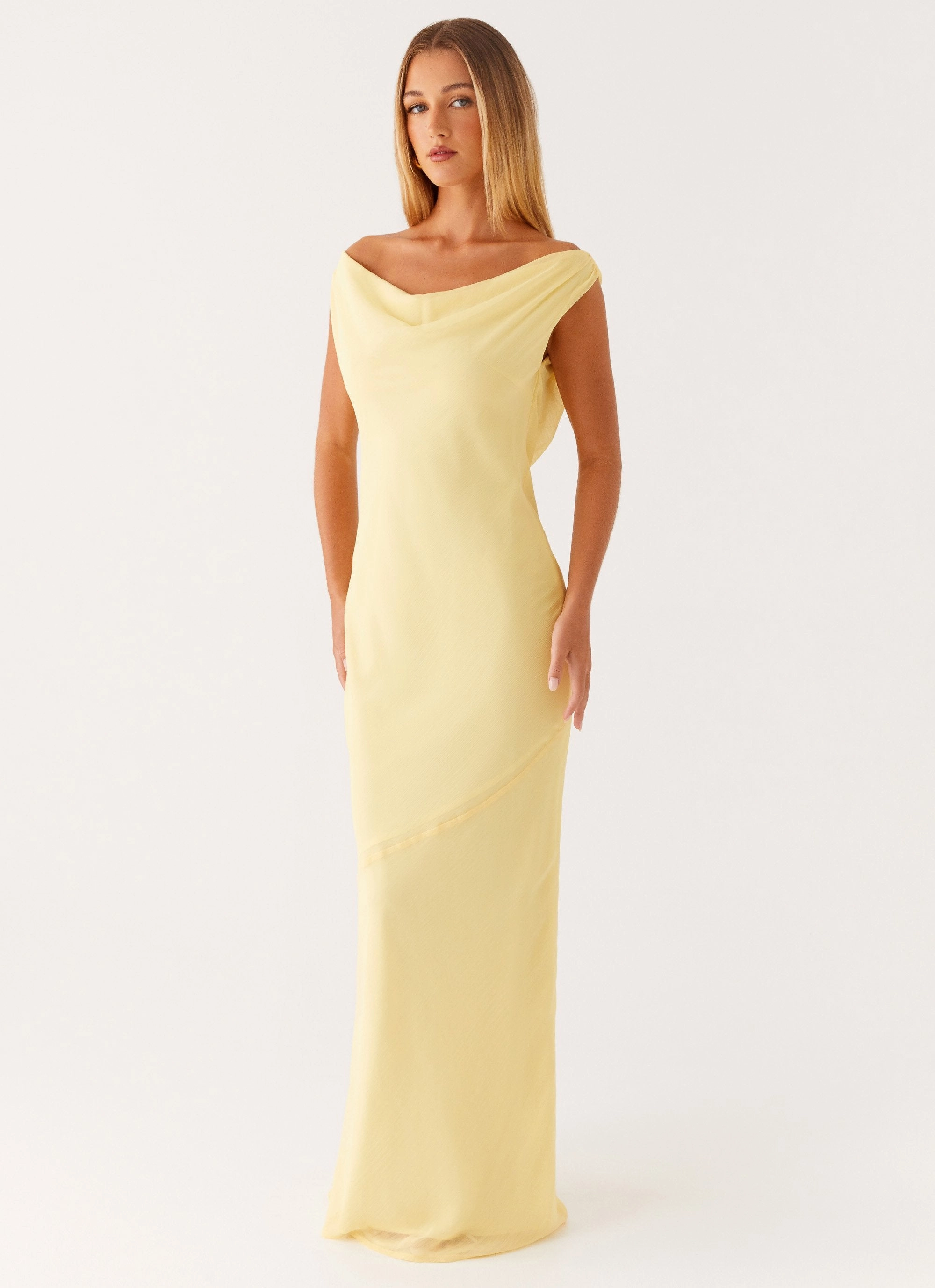 Brittany Chiffon Maxi Dress - Pastel Yellow Perfectly Crafted City Layers
