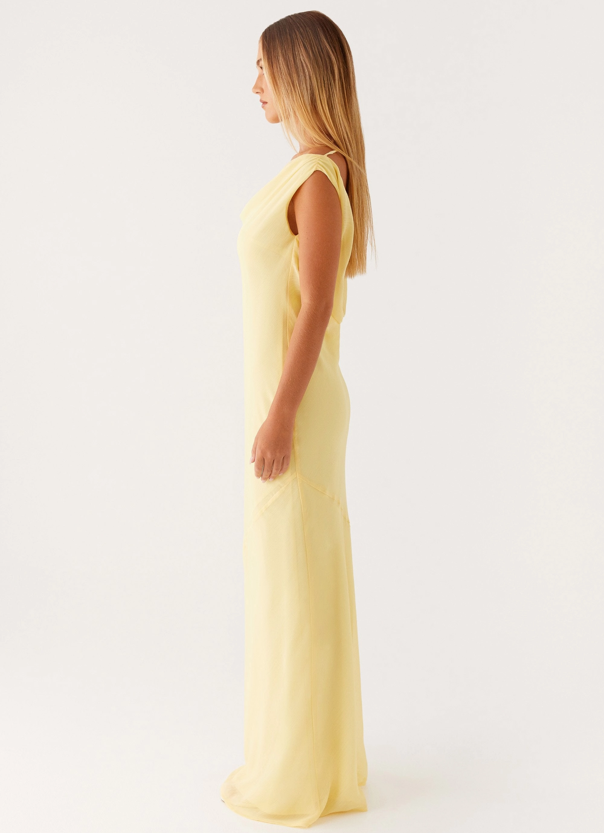 Chill Design Brittany Chiffon Maxi Dress - Pastel Yellow